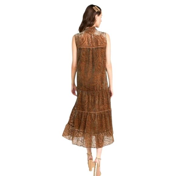 NWT BB Dakota  Telepatia Maxi Boho Bohemian Velvet Paisley Fall Dress Size Small - Picture 8 of 13